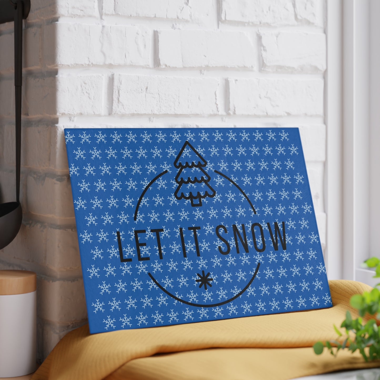 Winter Themed Glass Cutting Board - Let It Snow Design, Holiday Kitchen Decor, Christmas Gift, Festive Cooking, Snowflake Kitchenware