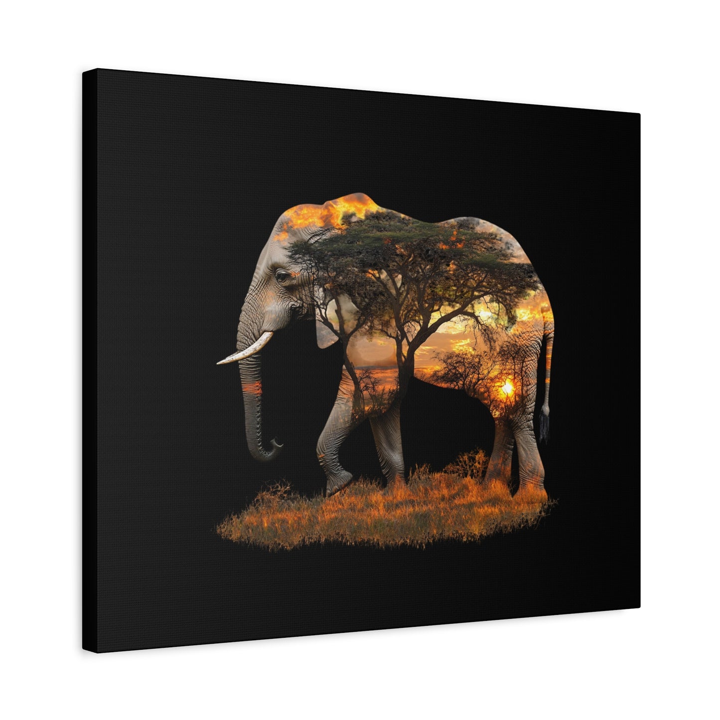 Elephant Tree Matte Canvas Art, Nature Wall Decor, Wildlife Home Decoration, Gift for Animal Lovers, Boho Living Room Accent