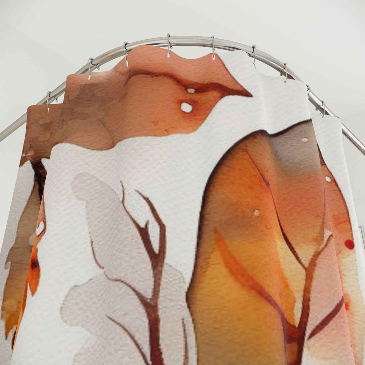Autumn Watercolor Leaves Shower Curtain — Fall Foliage Bathroom Decor