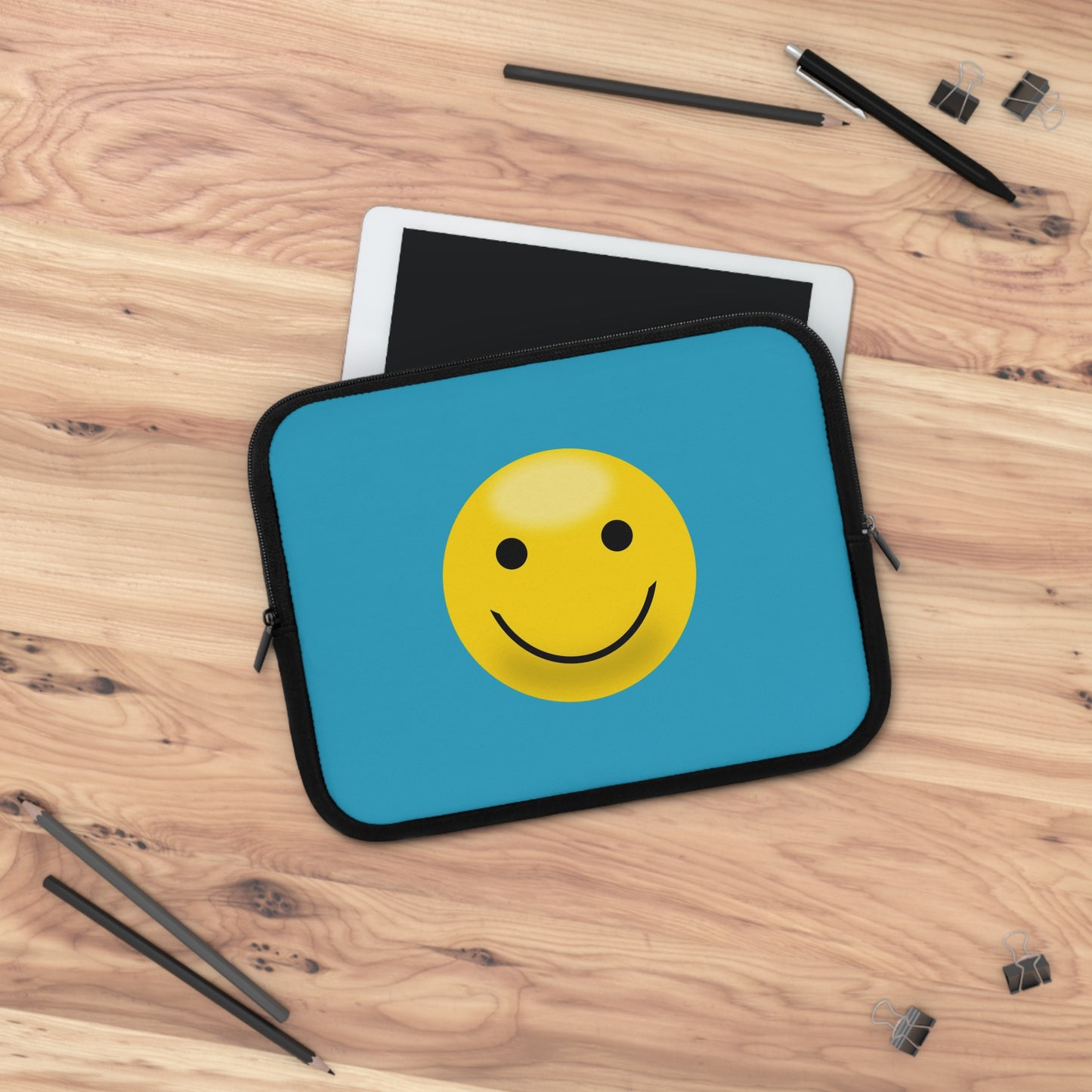 Smiley Face Laptop Sleeve | Cute Laptop Case, Tech Accessory, Gift for Students, Personalized Tech Sleeve, Vibrant Laptop Cover