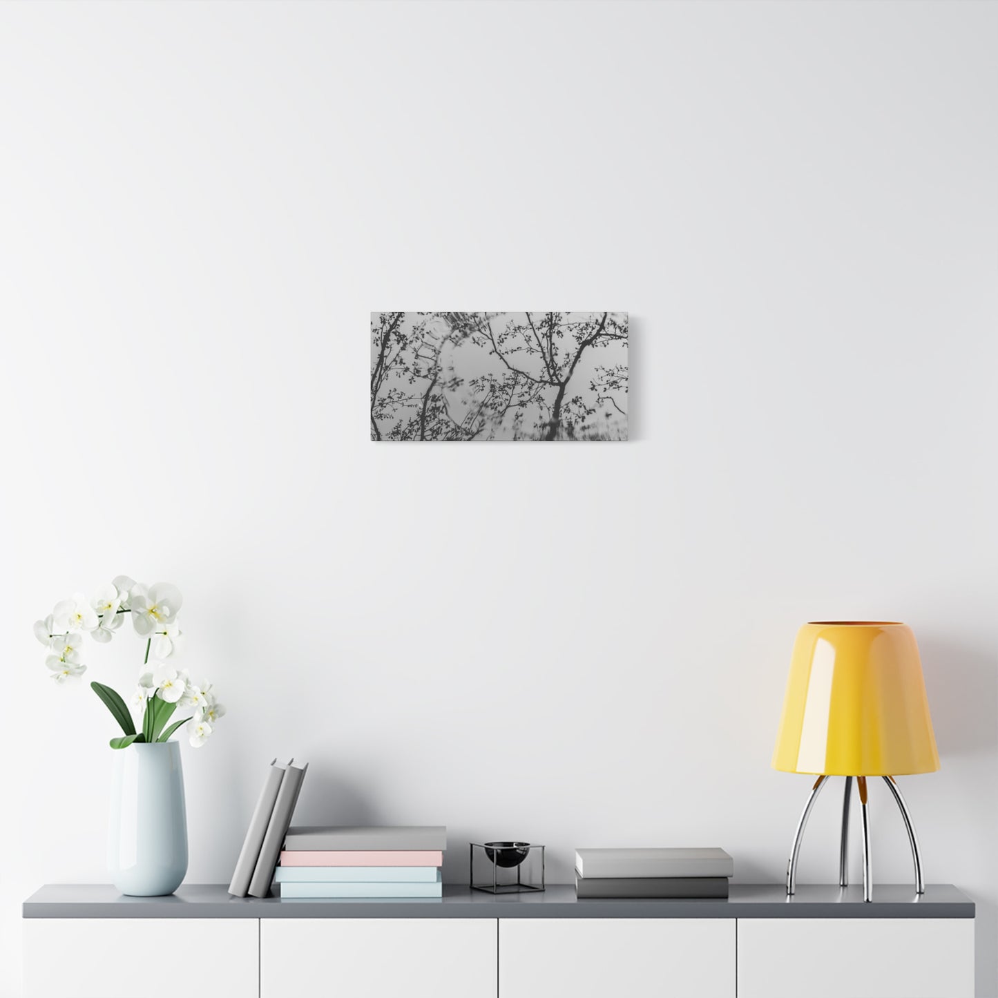 Canvas Wall Art — Monochrome Blurred Ferris Wheel with Tree Silhouettes