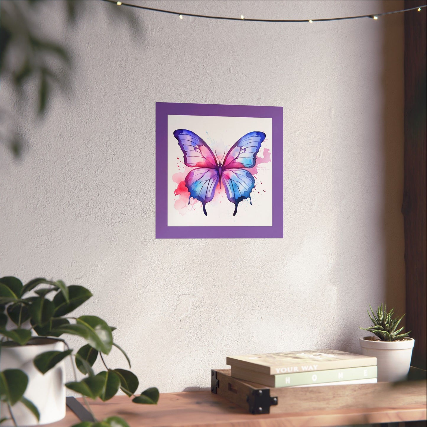 Butterfly Watercolor Matte Poster — Purple Vertical Art Print