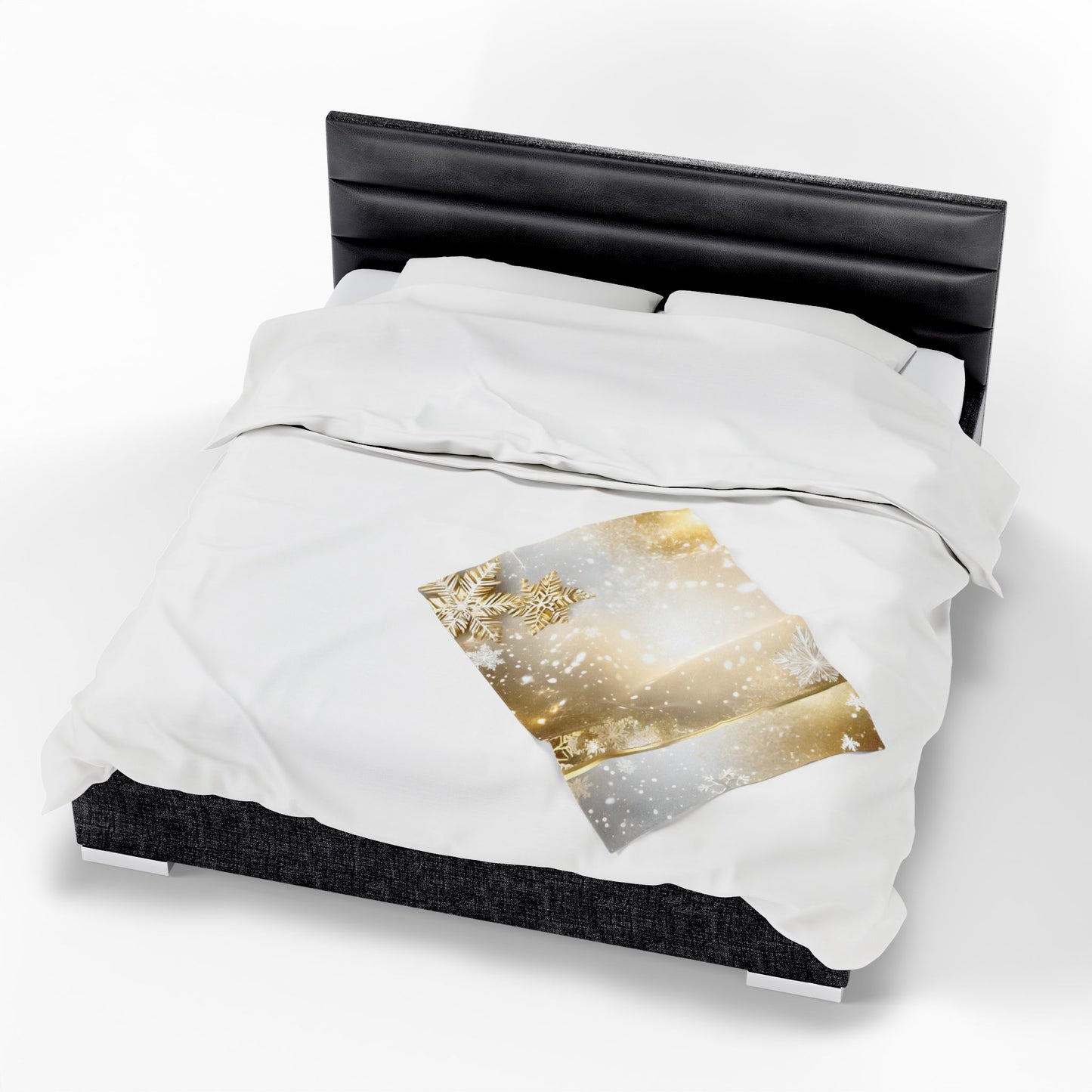 Gold Snowflake Velveteen Plush Blanket — Holiday Cozy Throw