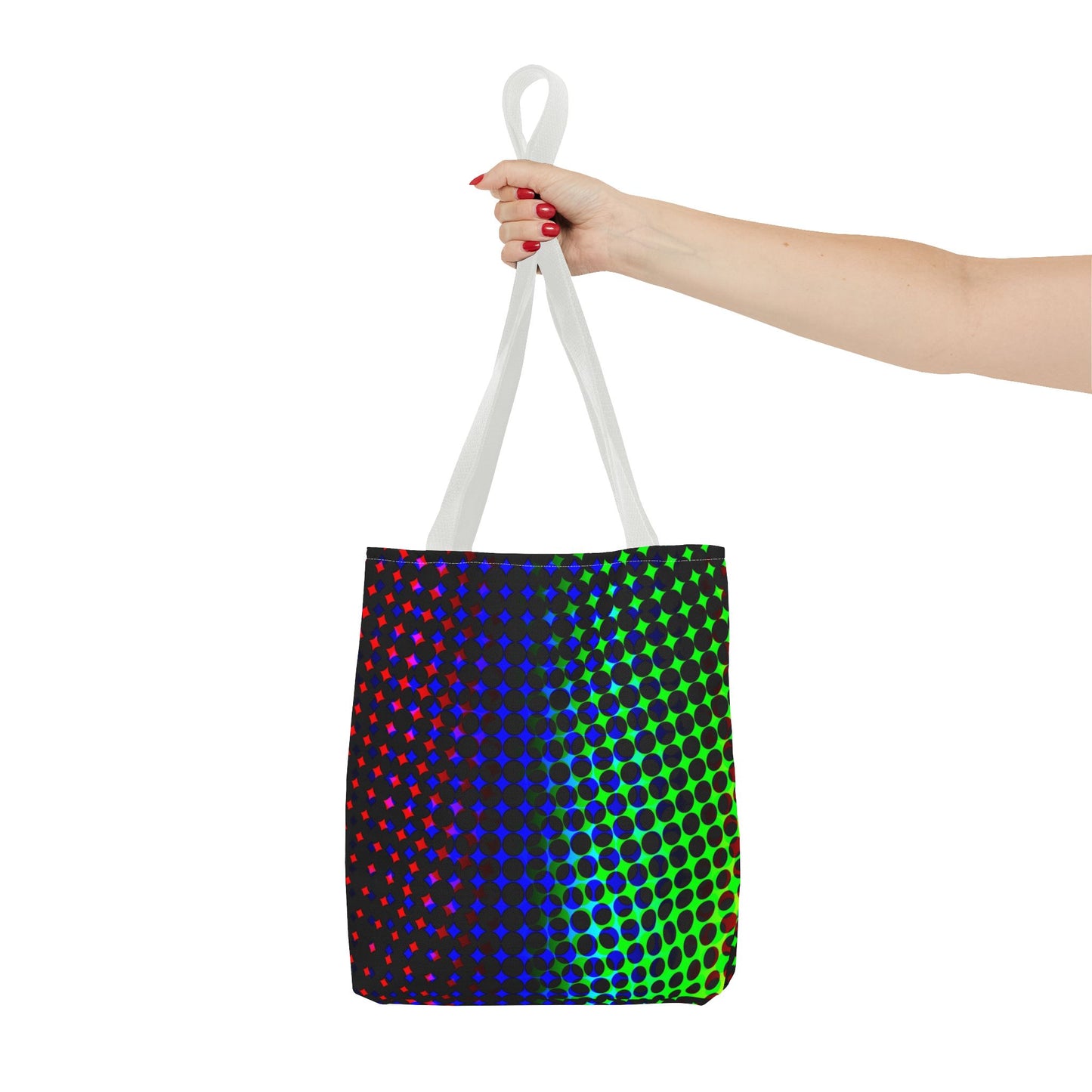 Vibrant Dot Print Tote Bag - Colorful Reusable Shopping Bag, Beach Tote