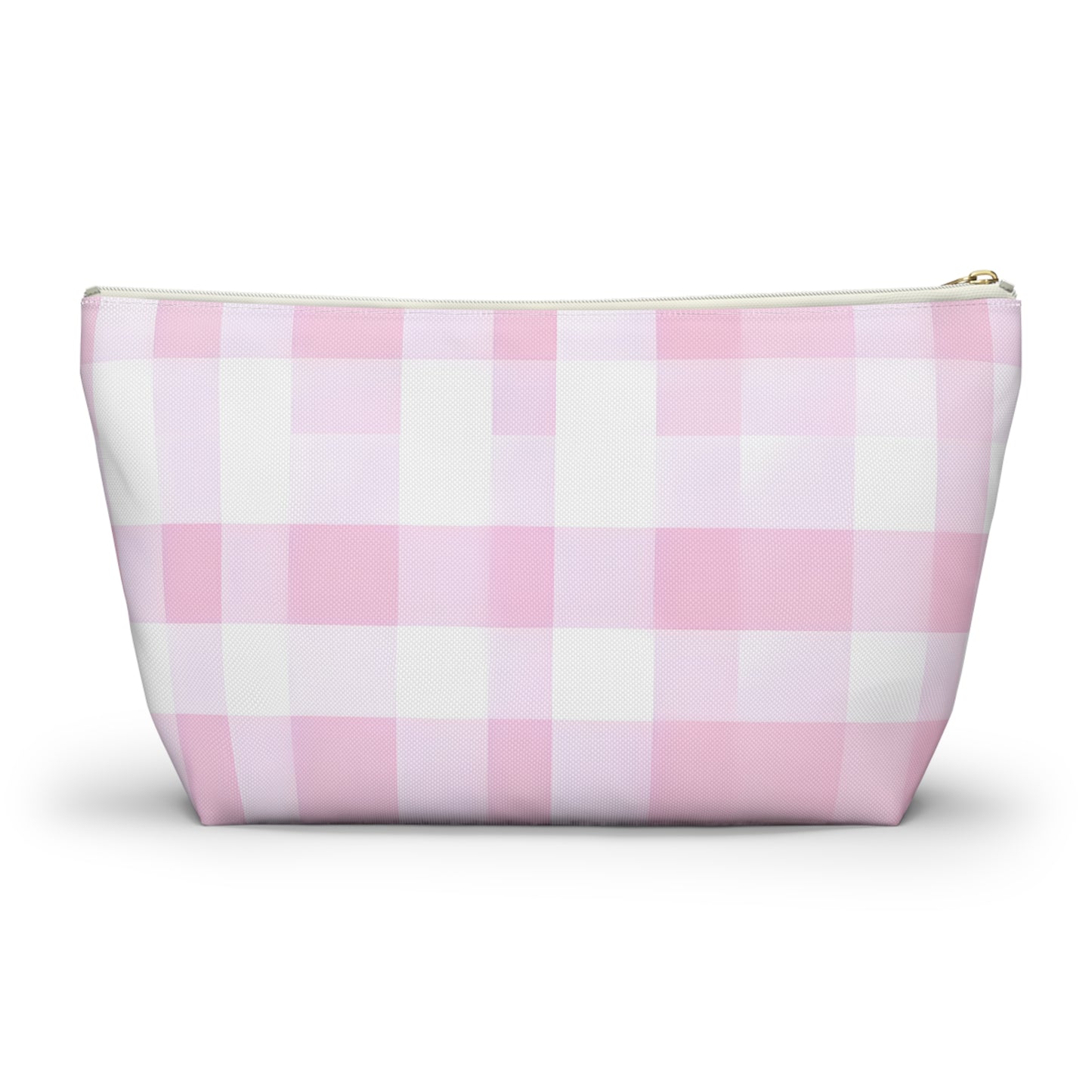 Pink Gingham Accessory Pouch — T‑Bottom Makeup & Toiletry Bag