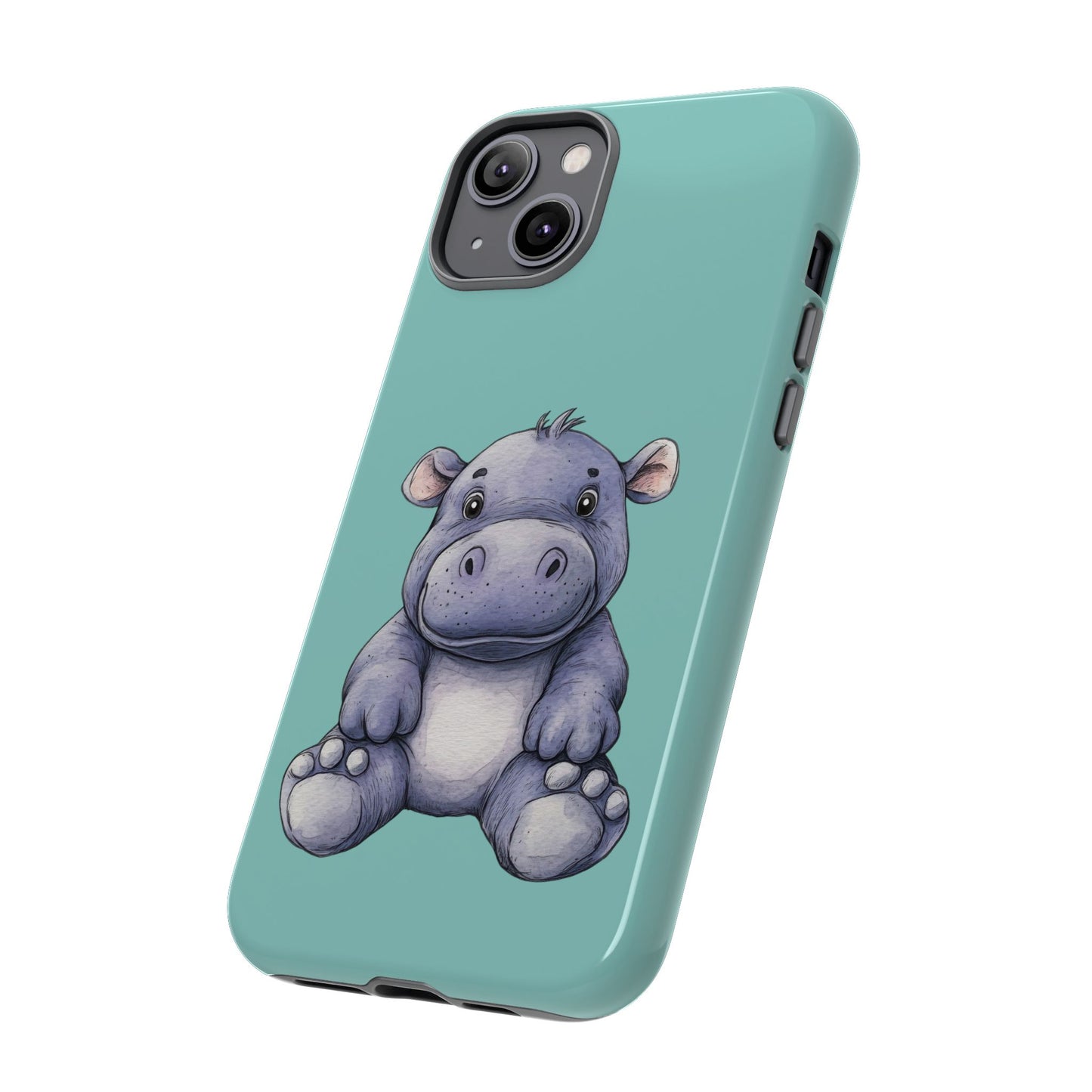 Cute Hippo Phone Case, Tough Phone Cover, Fun Animal Case, Gift for Kids, Cute Decor, Birthday Present