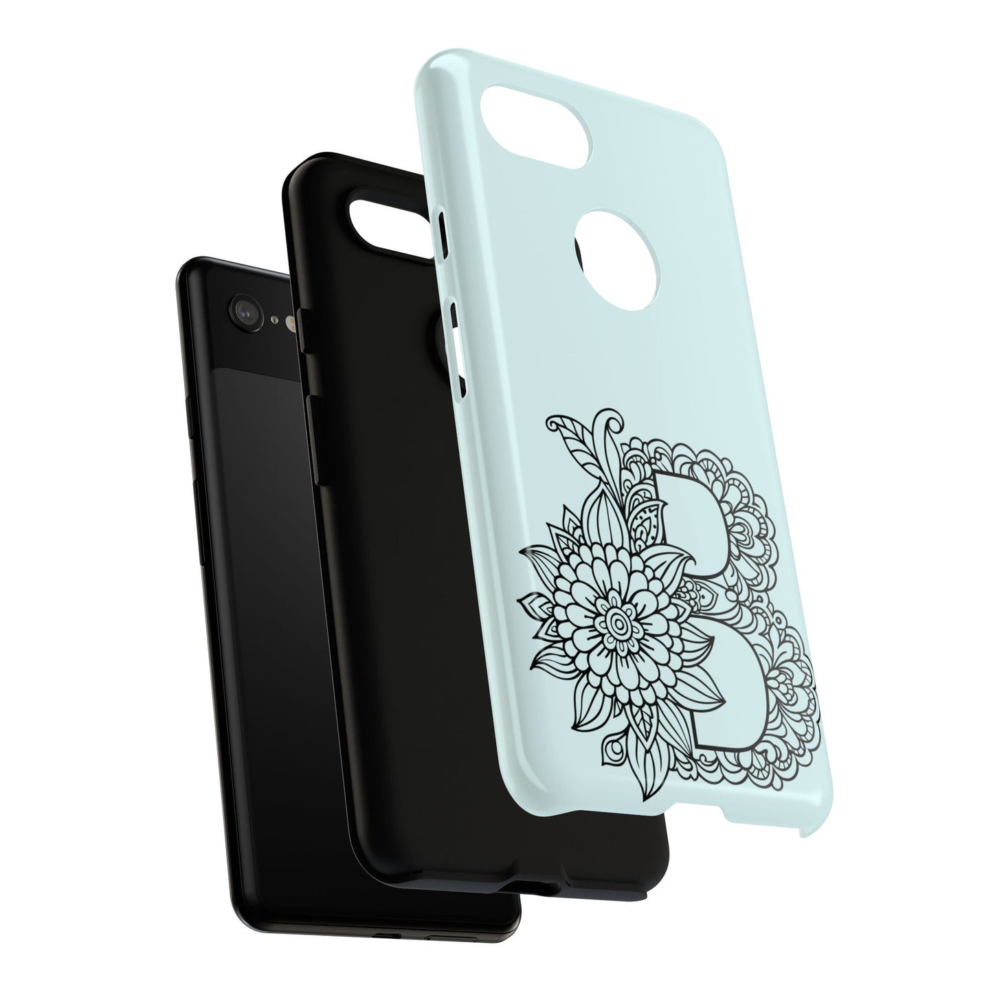 Personalized Tough Phone Case- Letter B, Floral Monogram Cell Phone Cover, Custom Protective Case, Unique Gift, Birthday, Graduation