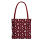 Christmas Snowflake Tote Bag – Burgundy Holiday Patterned Carryall