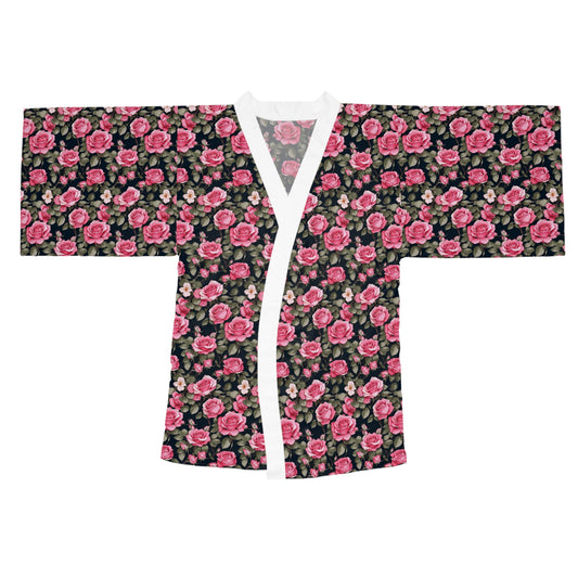 Floral Long Sleeve Kimono Robe, Bohemian Loungewear, Women's Gift, Summer Style, Home Relaxation, Fashion Statement, Vintage Aesthetic