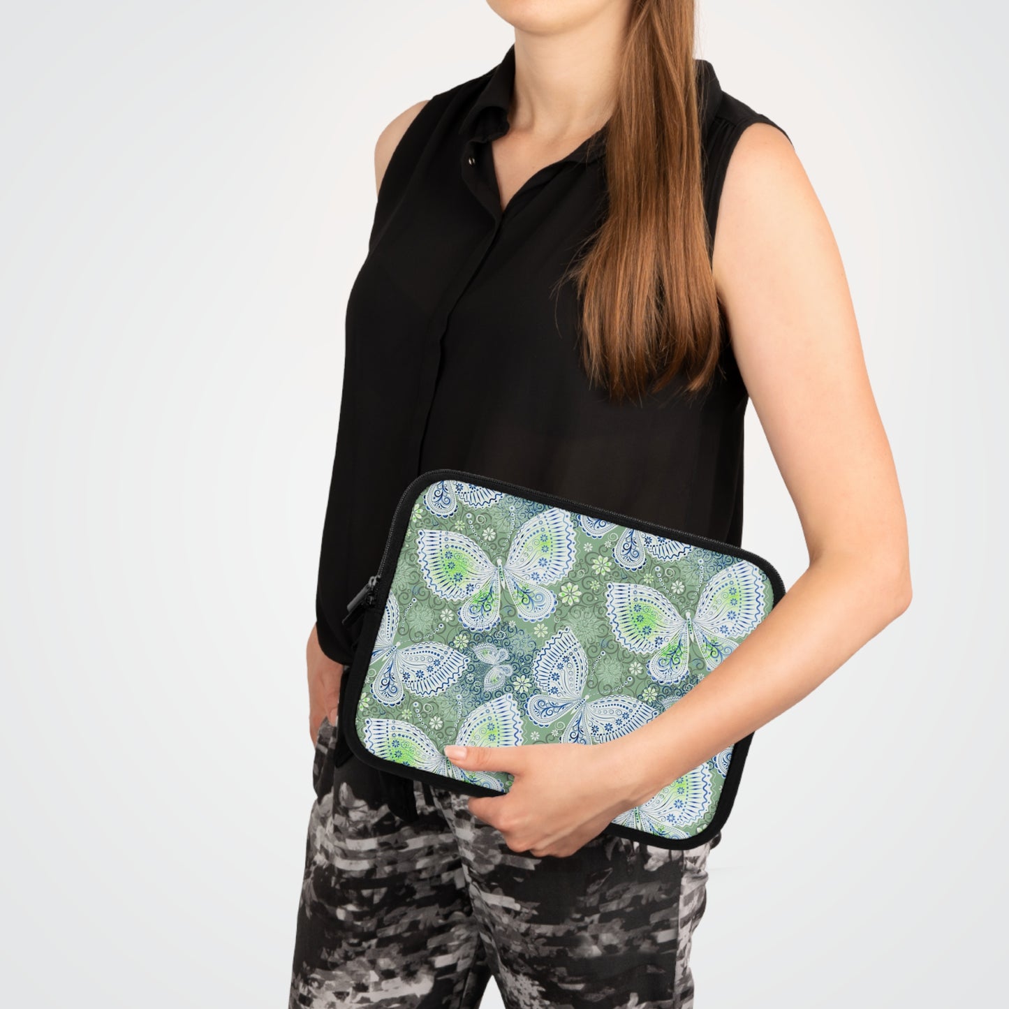 Butterfly Pattern Laptop Sleeve, Eco-Friendly Laptop Case, Computer Bag, Gift for Her, Personalized Tech Accessory