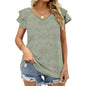 Cooling Polyester Ruffle V-Neck T-Shirt