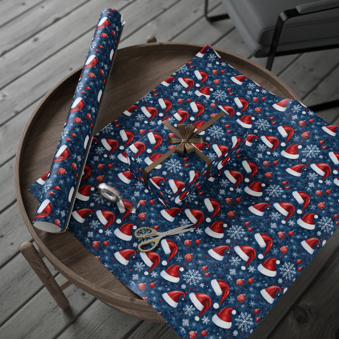 Christmas Santa Hat Wrapping Paper Roll — Festive Snowflake Gift Wrap