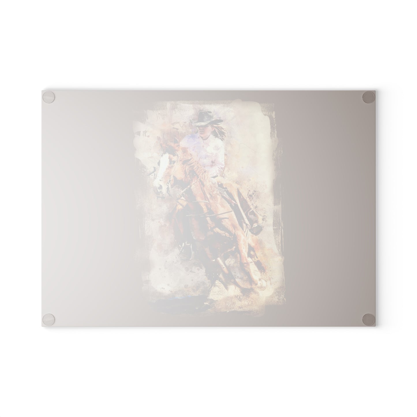 Rustic Horseback Riding Glass Cutting Board