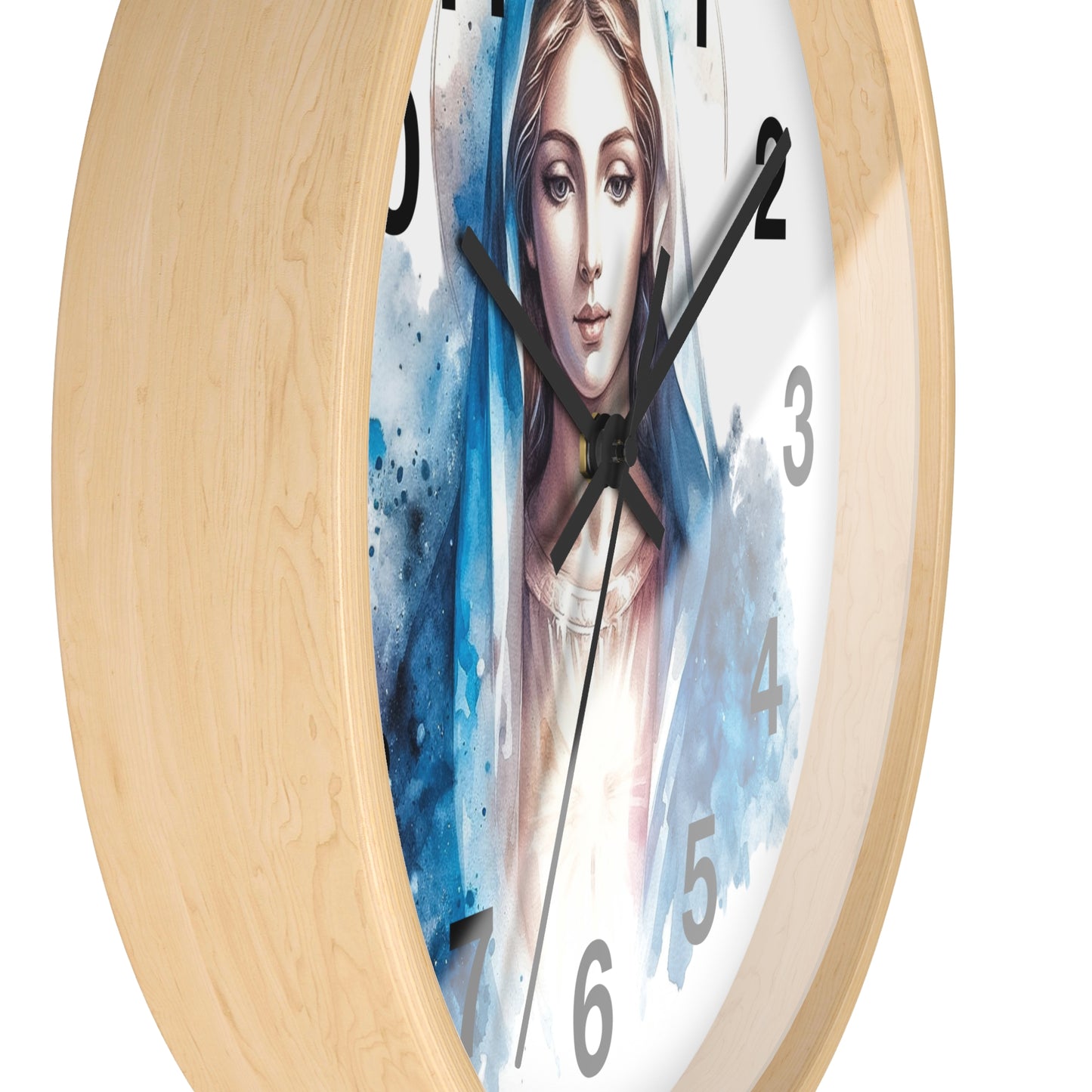 Serene Virgin Mary Wall Clock - Spiritual Home Decor, Religious Gift, Timeless Artistic Piece, Faith-Based Office Accessory