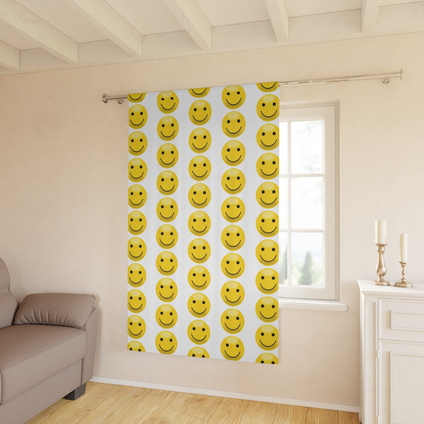 Smiley Face Window Curtain, Cheerful Home Decor, Brighten Any Room, Kids Room, Living Room, Gift Idea