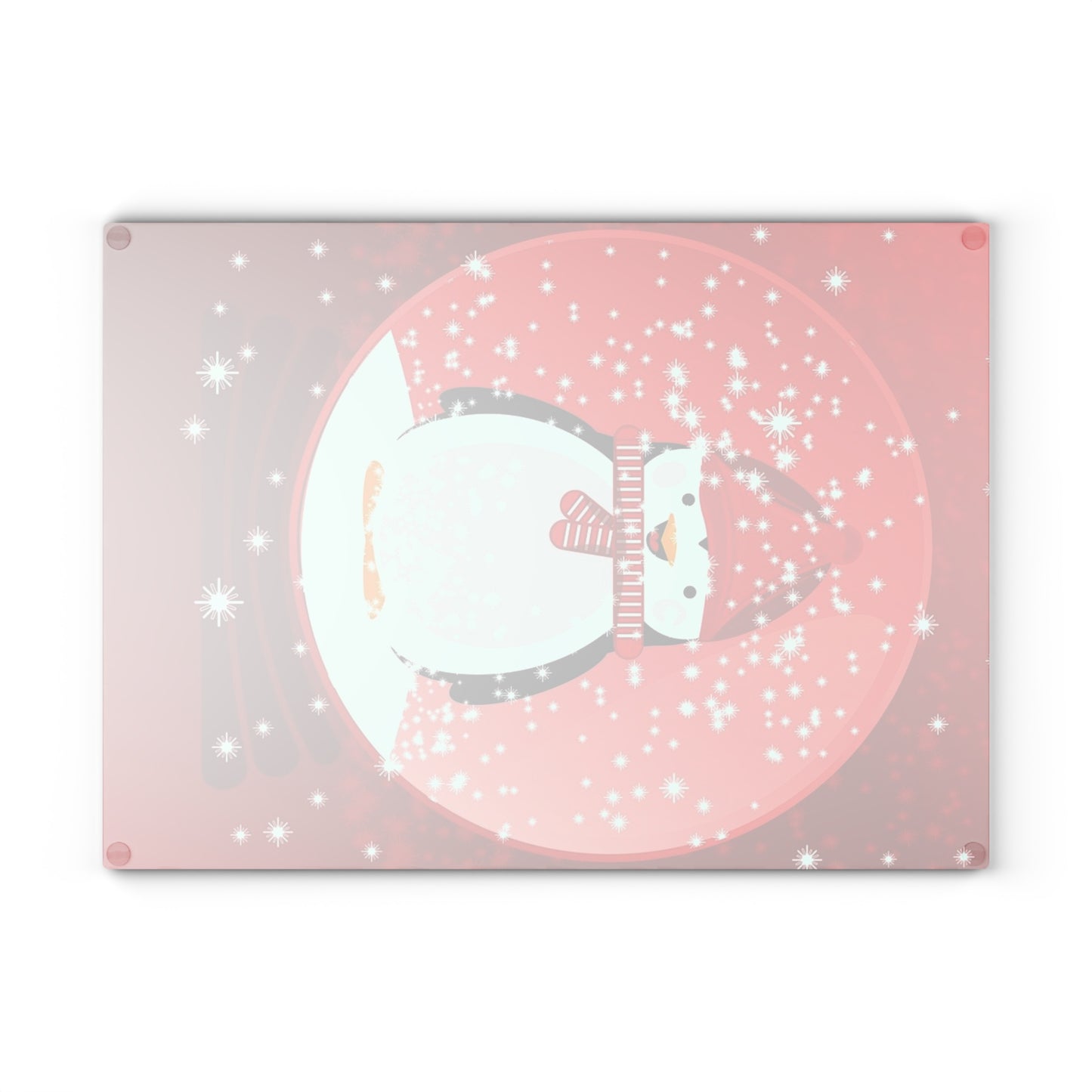 Holiday Penguin Glass Cutting Board – Festive Snow Globe Kitchen Decor