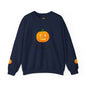 Halloween Pumpkin Sweatshirt, Cozy Fall Apparel, Unisex Crewneck for Halloween, Autumn Casual Wear, Fun Gift Idea