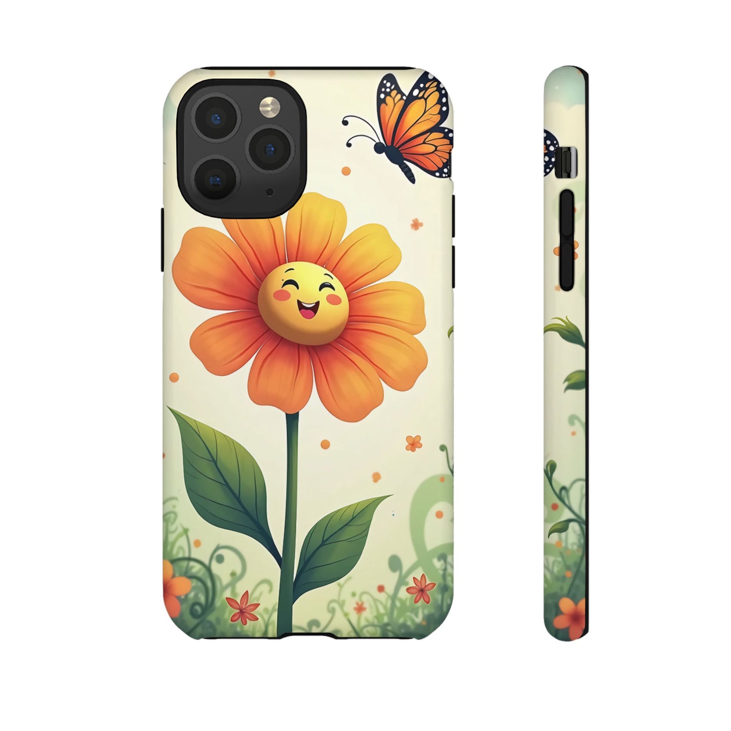 Floral Phone Case with Butterfly Design, Cute Flower Phone Cover for Nature Lovers, Eco-Friendly Gift, Spring Vibes, Birthday Present