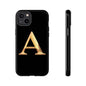 Custom Phone Case with Gold Letter A, Monogrammed Gift, Tough Protective Case, Personalized Phone Accessory, Unique Phone Cover