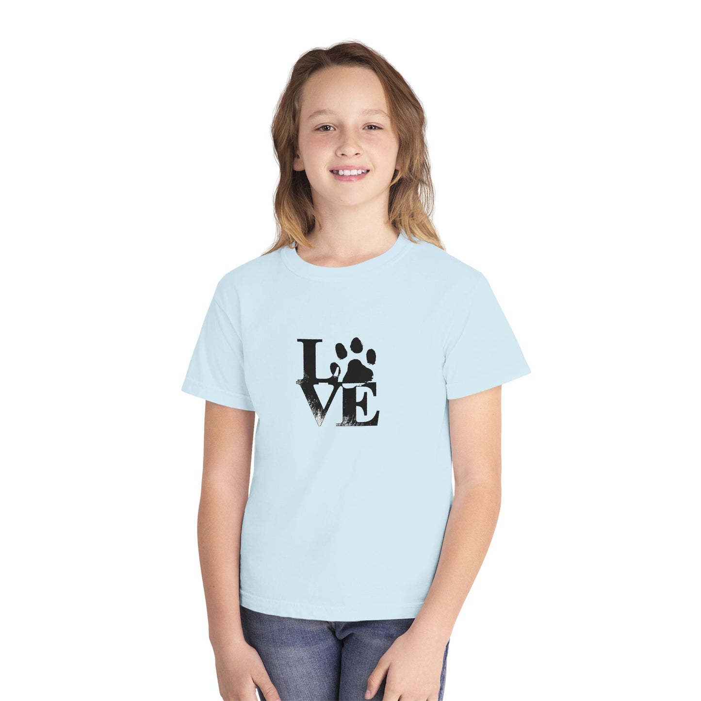 Youth Love Paw Tee - Perfect for Pet Lovers, Gifts for Kids, Animal Lovers, Birthday or Holiday Gift, Cute Casual Wear