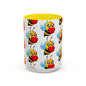 Cute Bee Love Accent Coffee Mug,  Cute Floral Mug, Cheerful Bee Design