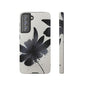 Monochrome Floral Tough Phone Case — Black Ink Flower Protective Cover