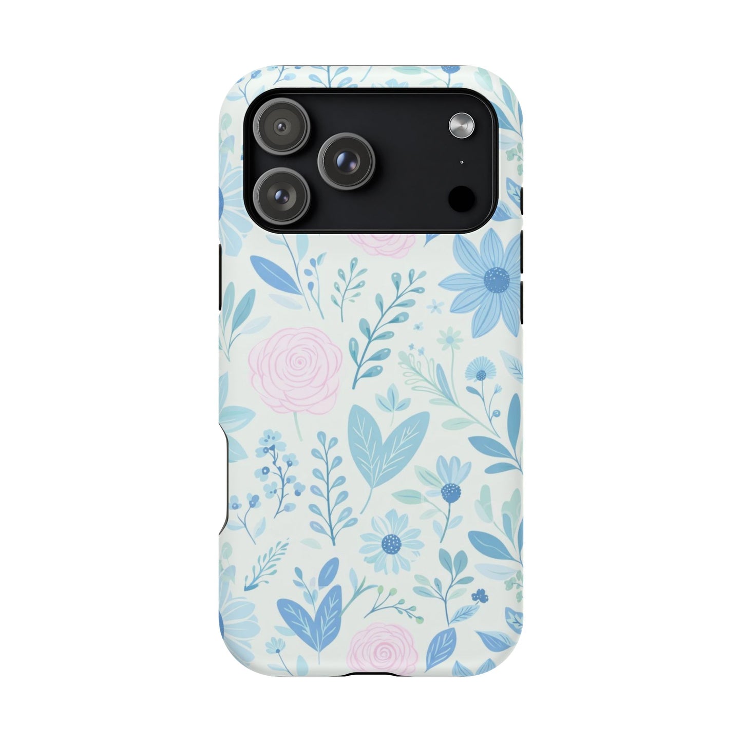 Floral Pastel Magnetic Impact Phone Case — Blue & Pink Botanical Design