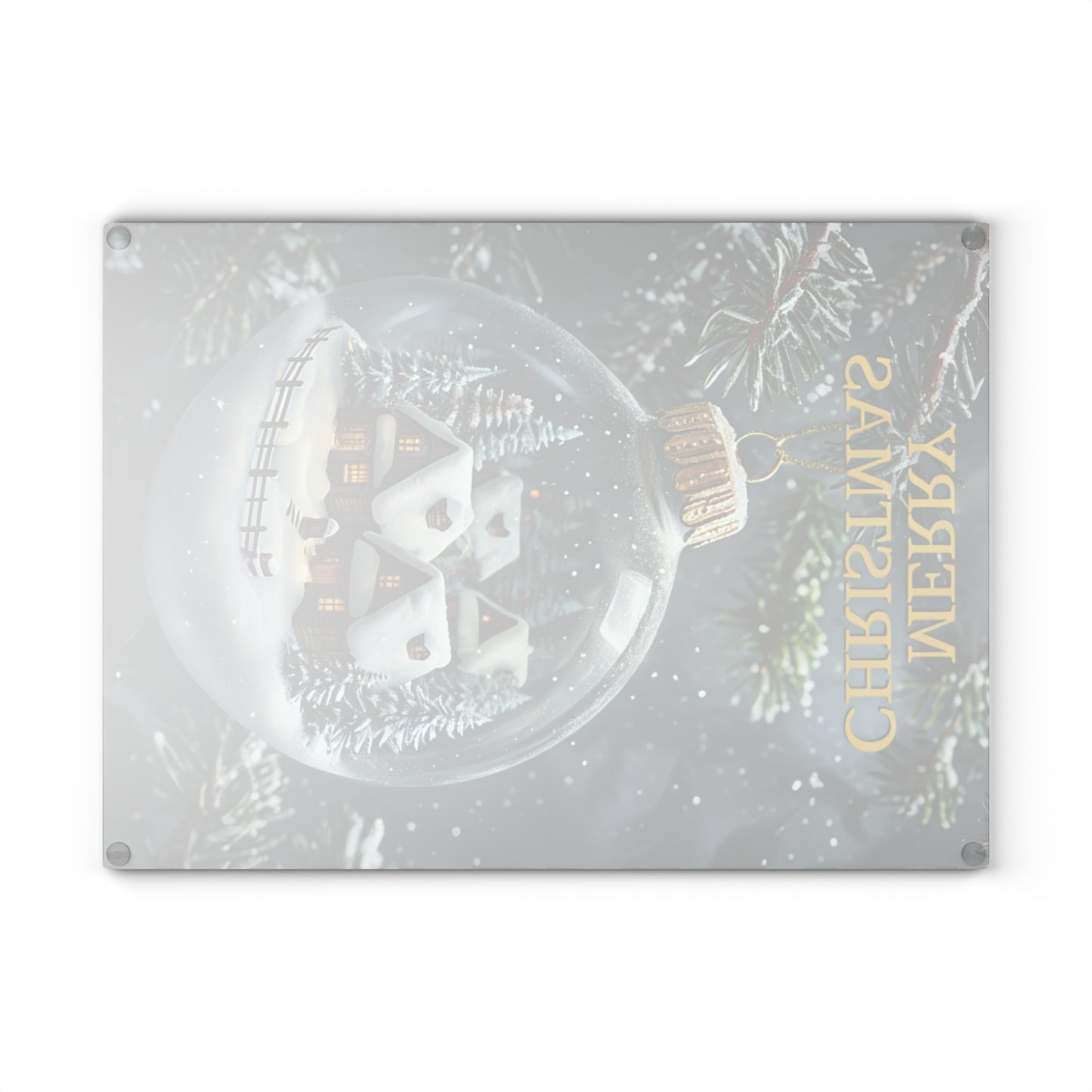 Christmas Ornament Glass Cutting Board — Merry Christmas Holiday Kitchen Decor