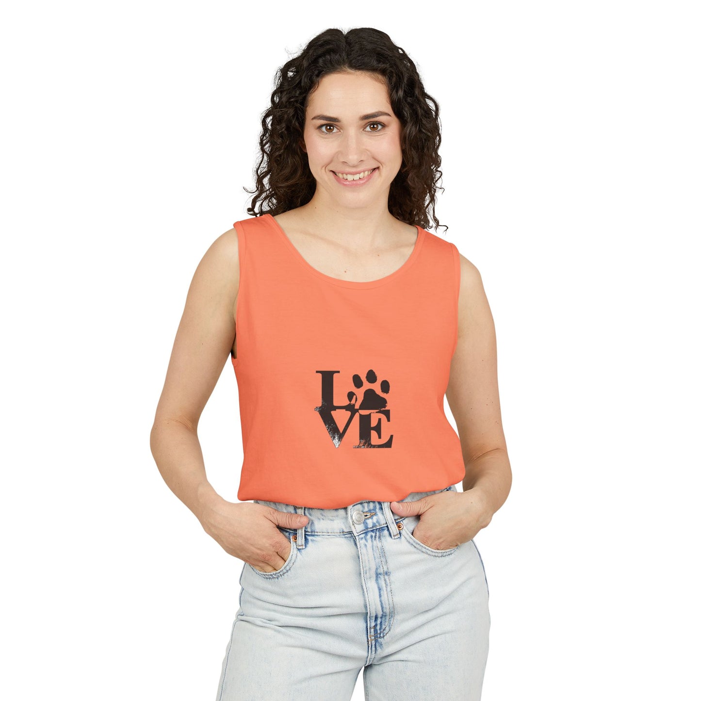 Paw Print Love Tank Top | Animal Lover Gift, Summer Tee, Pet Adoption Support, Casual Wear, Gift for Dog Mom/Dad