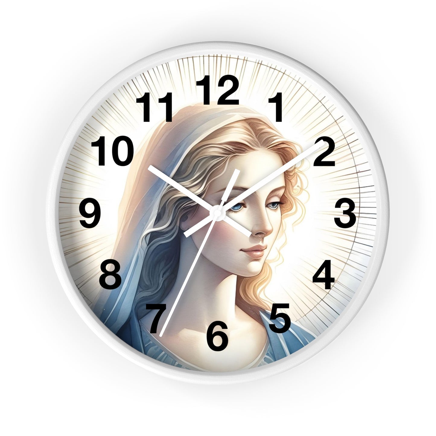 Serene Mary Wall Clock, Spiritual Decor, Gift for Mother's Day, Home Office Accent, Religious Artwork, Faith-Inspired Timepiece