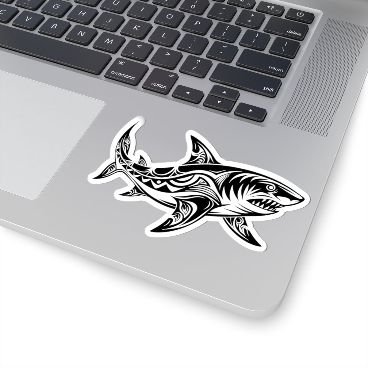 Tribal Shark Kiss-Cut Stickers – Bold Ocean-Inspired Decals for Laptops and More