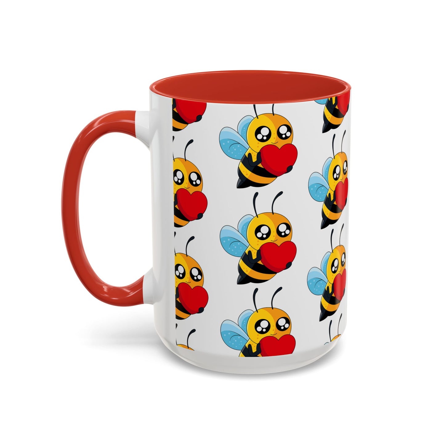Cute Bee Love Accent Coffee Mug,  Cute Floral Mug, Cheerful Bee Design