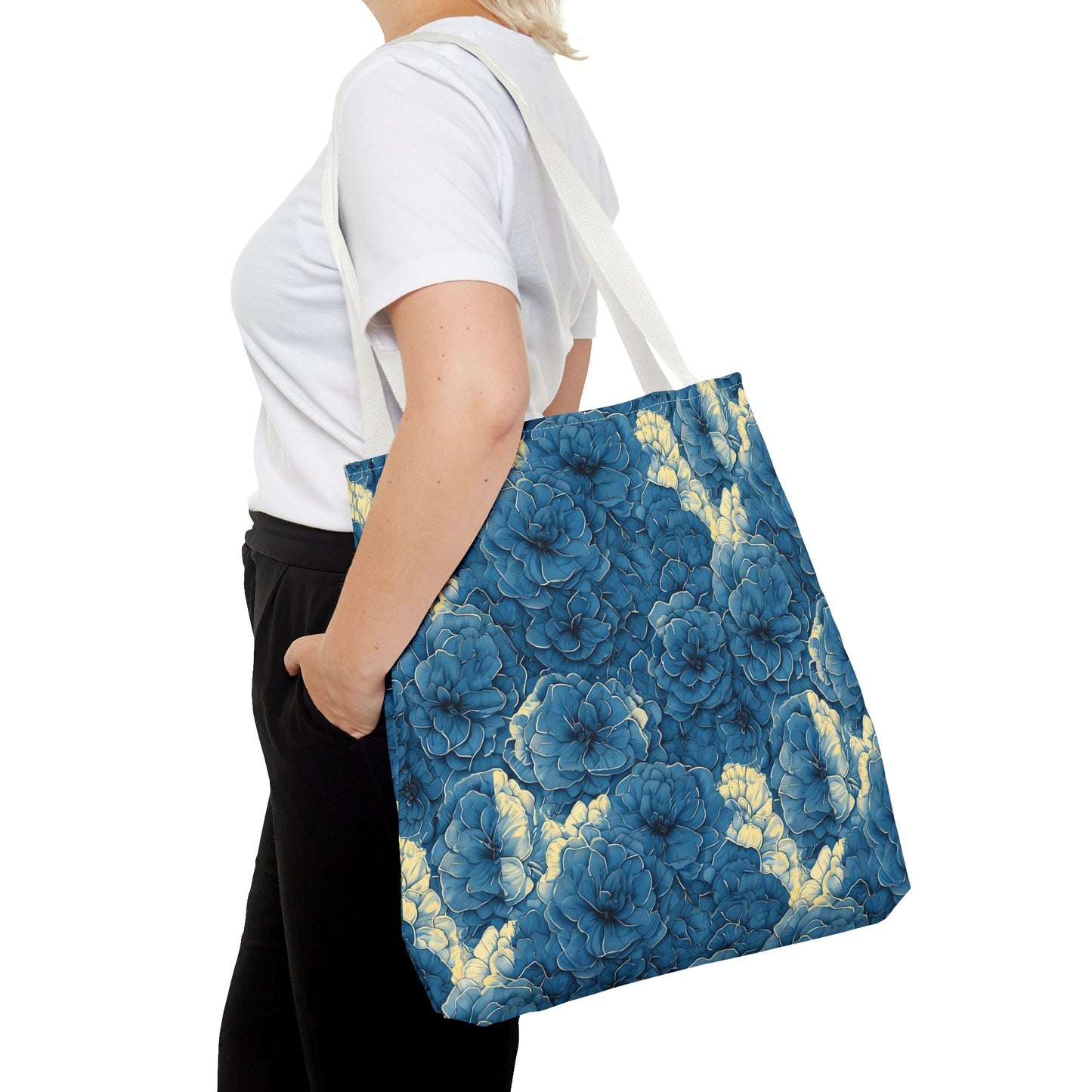 Floral Blue Peony Tote