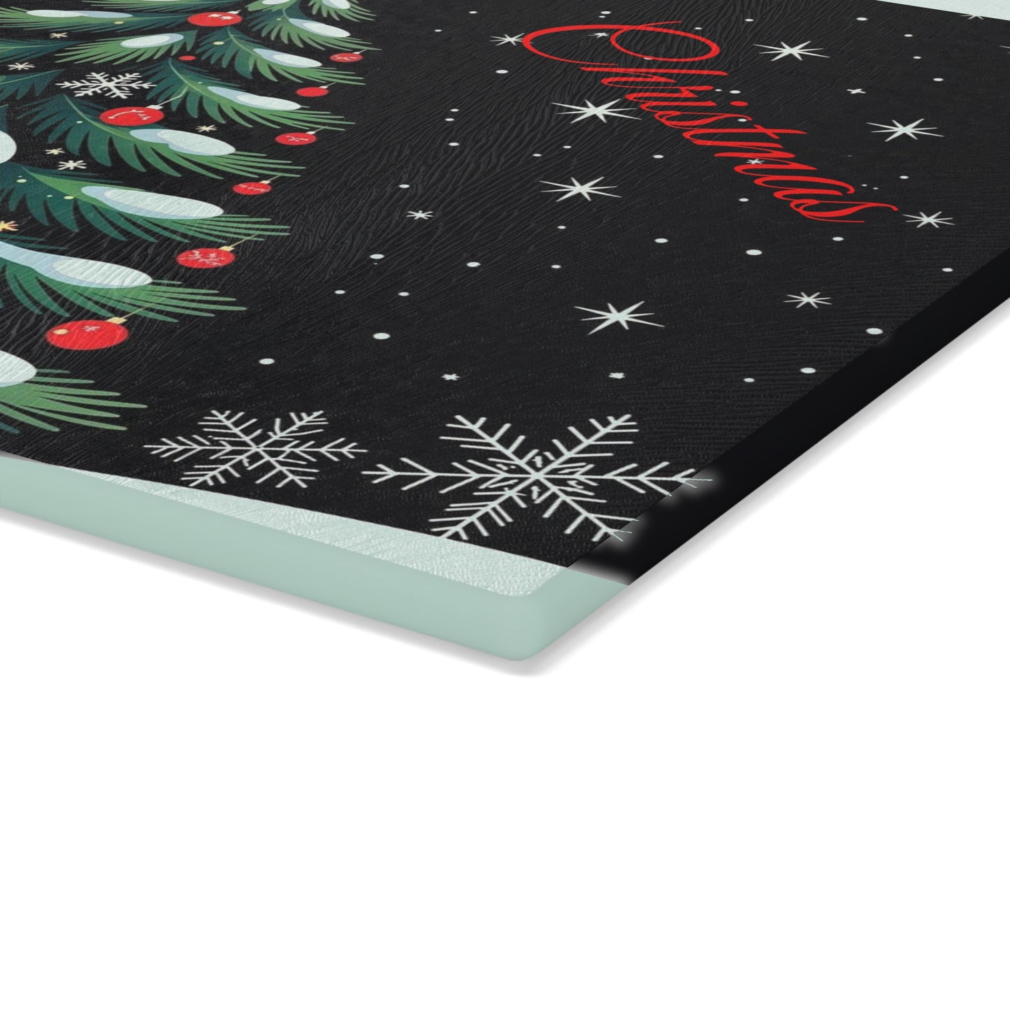 Christmas Tree Glass Cutting Board – "Merry Christmas" Festive Holiday Kitchen Decor
