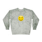 Cheerful Tie-Dye Crewneck Sweatshirt | Smiley Face Unisex Sweatshirt for Casual Style, Gift for Friends, Fall Fashion, Smile Gear