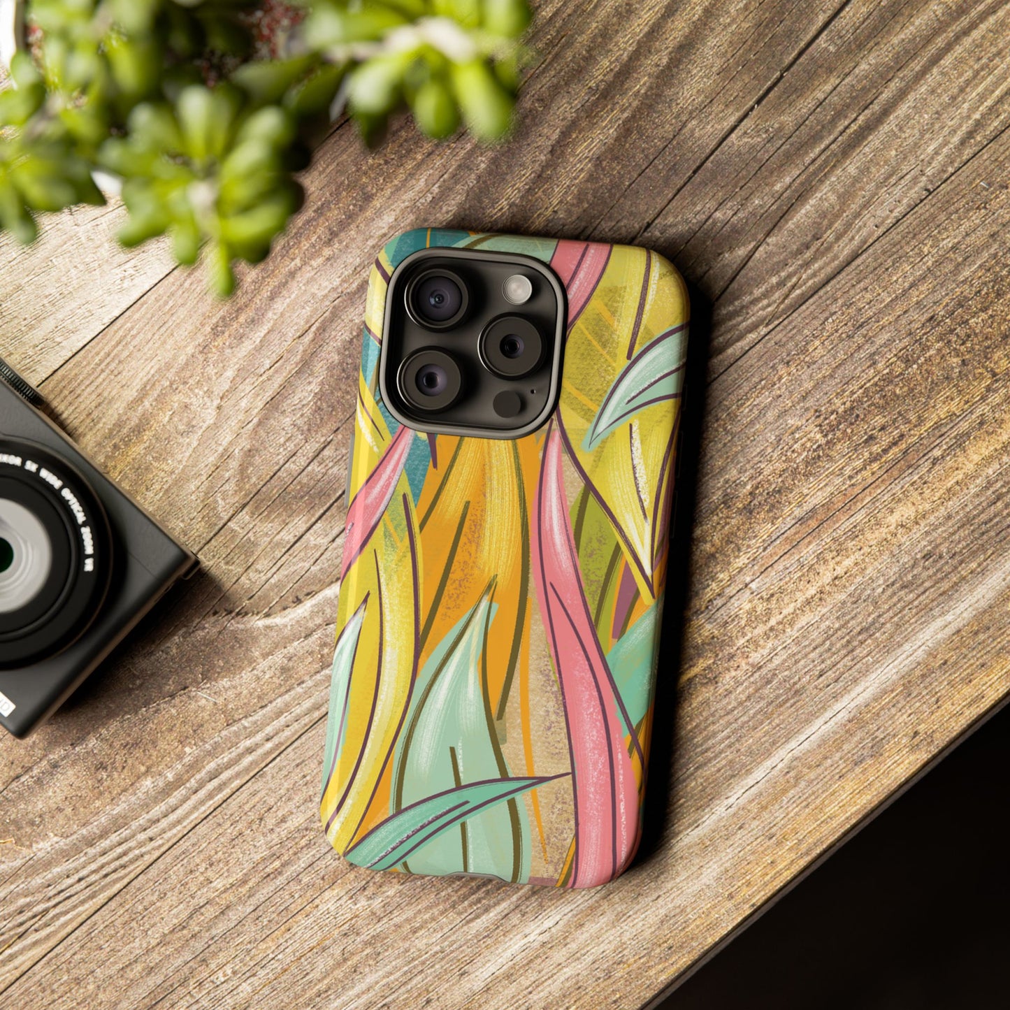 Vibrant Phone Case with Colorful Leaf Design, Tough Cases for Nature Lovers, Eco-Friendly Gift, Summer Vibes, Floral Phone Cover