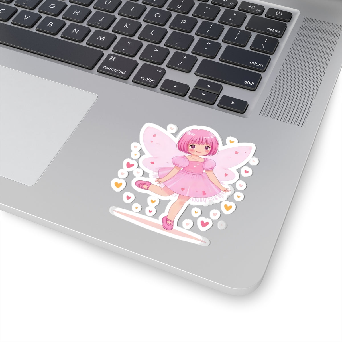 Pink Fairy Girl Kiss-Cut Sticker — Cute Anime Fairy Décor for Laptops & Journals