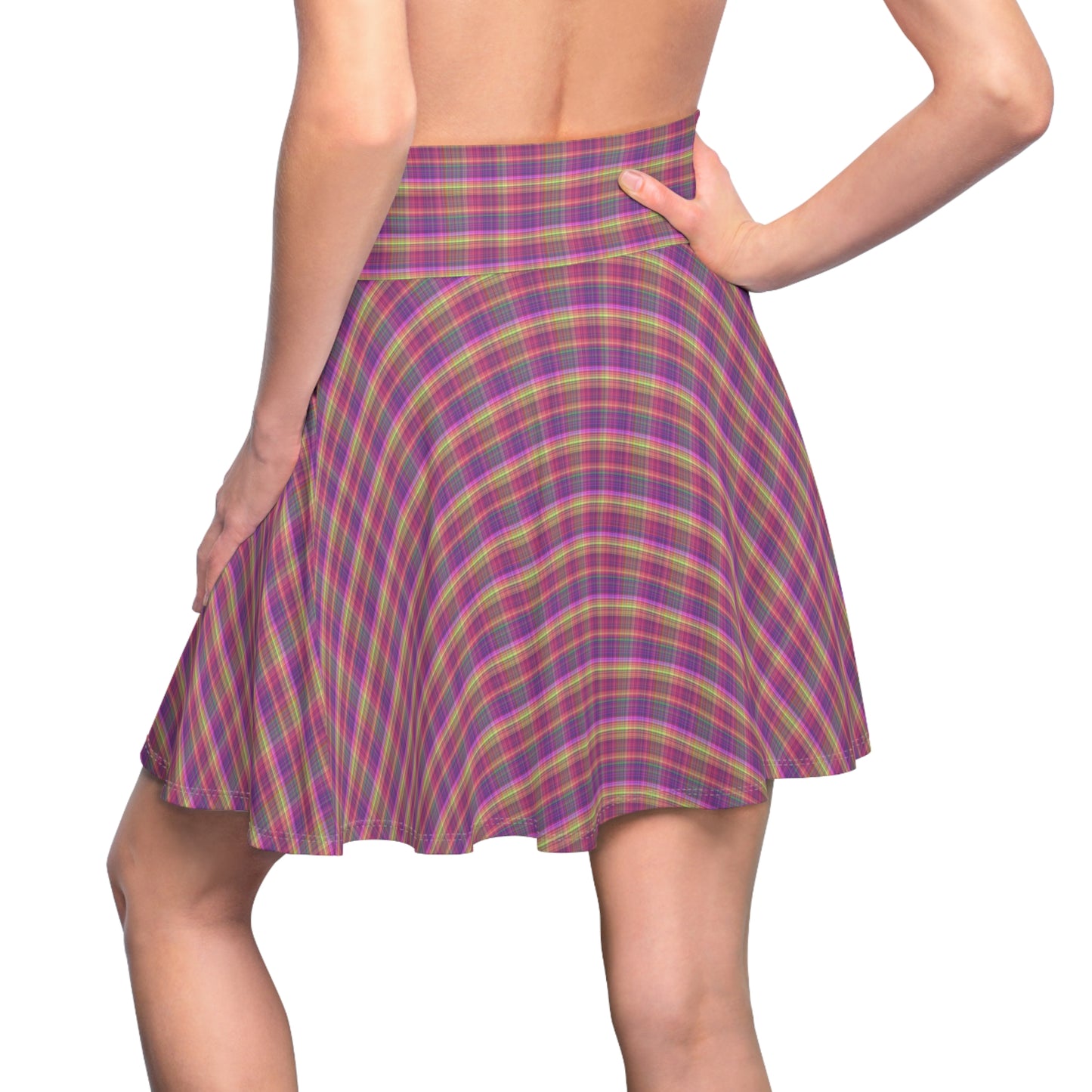Colorful Women's Skater Skirt, Stylish Twirl Skirt, Summer Skating Dress, Casual Outfit for Parties, Trendy Plaid Skirt