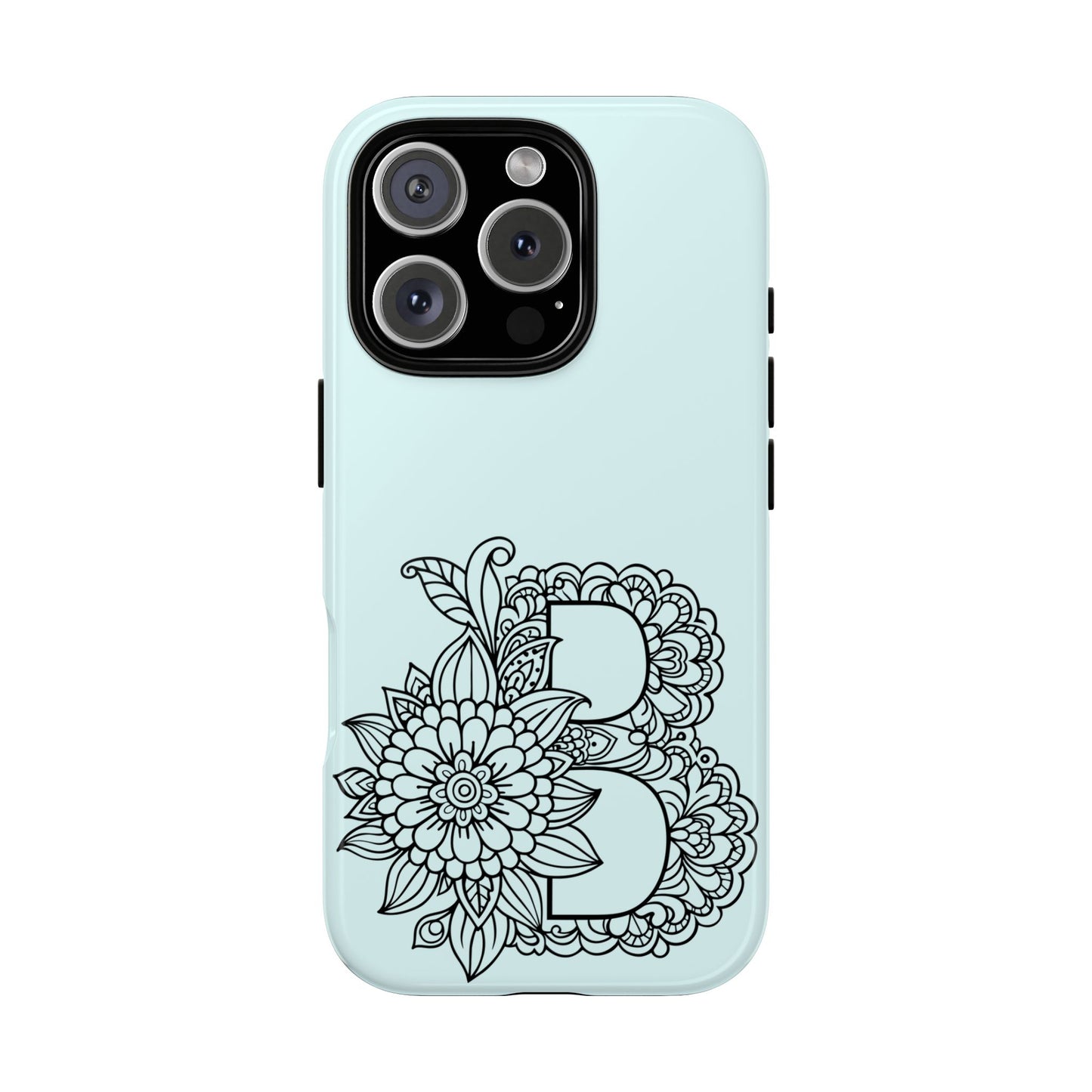 Personalized Tough Phone Case- Letter B, Floral Monogram Cell Phone Cover, Custom Protective Case, Unique Gift, Birthday, Graduation