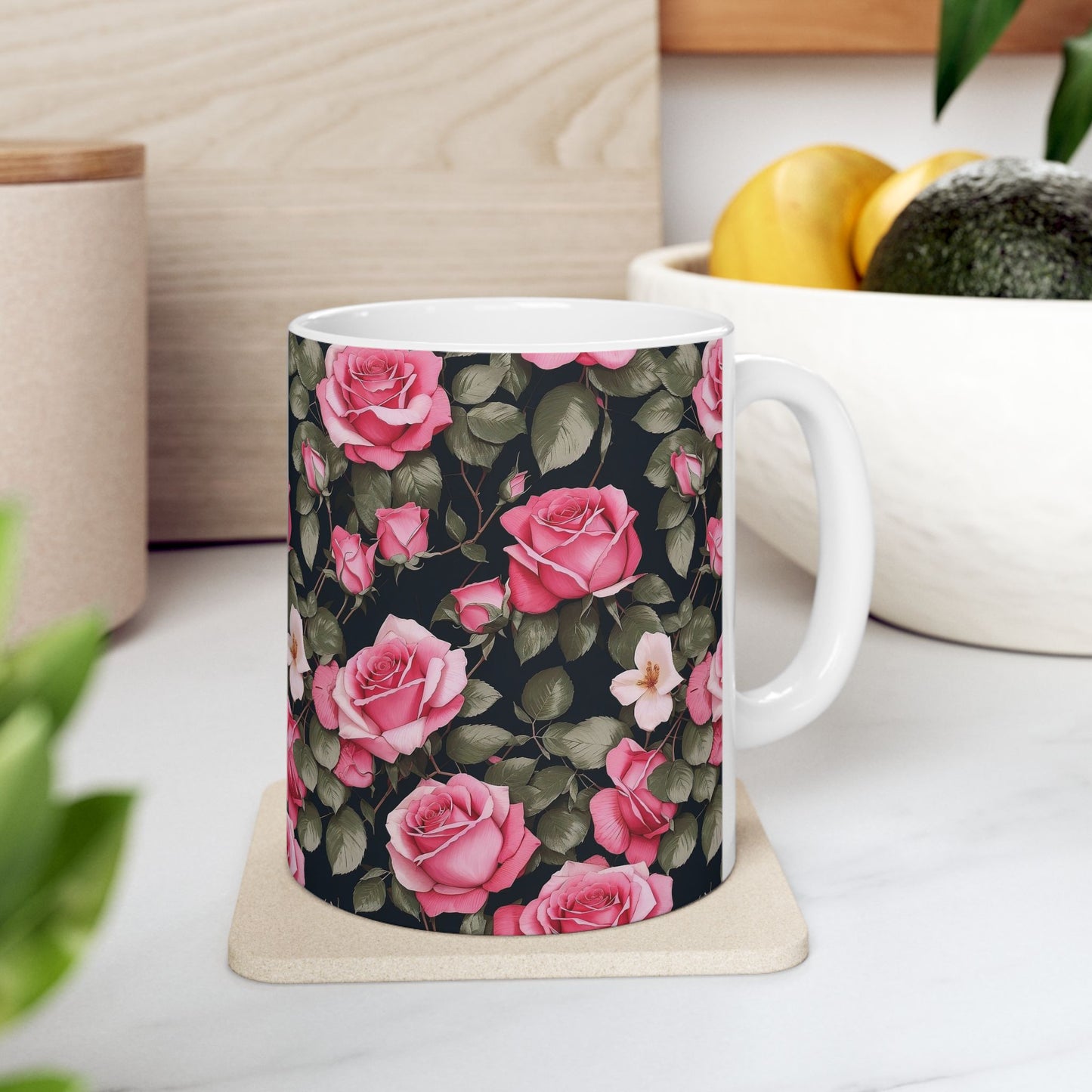 Floral Ceramic Coffee Mug - Perfect for Home, Gifts, Tea Lovers, Mother's Day, Floral Decor, Tea or Coffee, Rose Design
