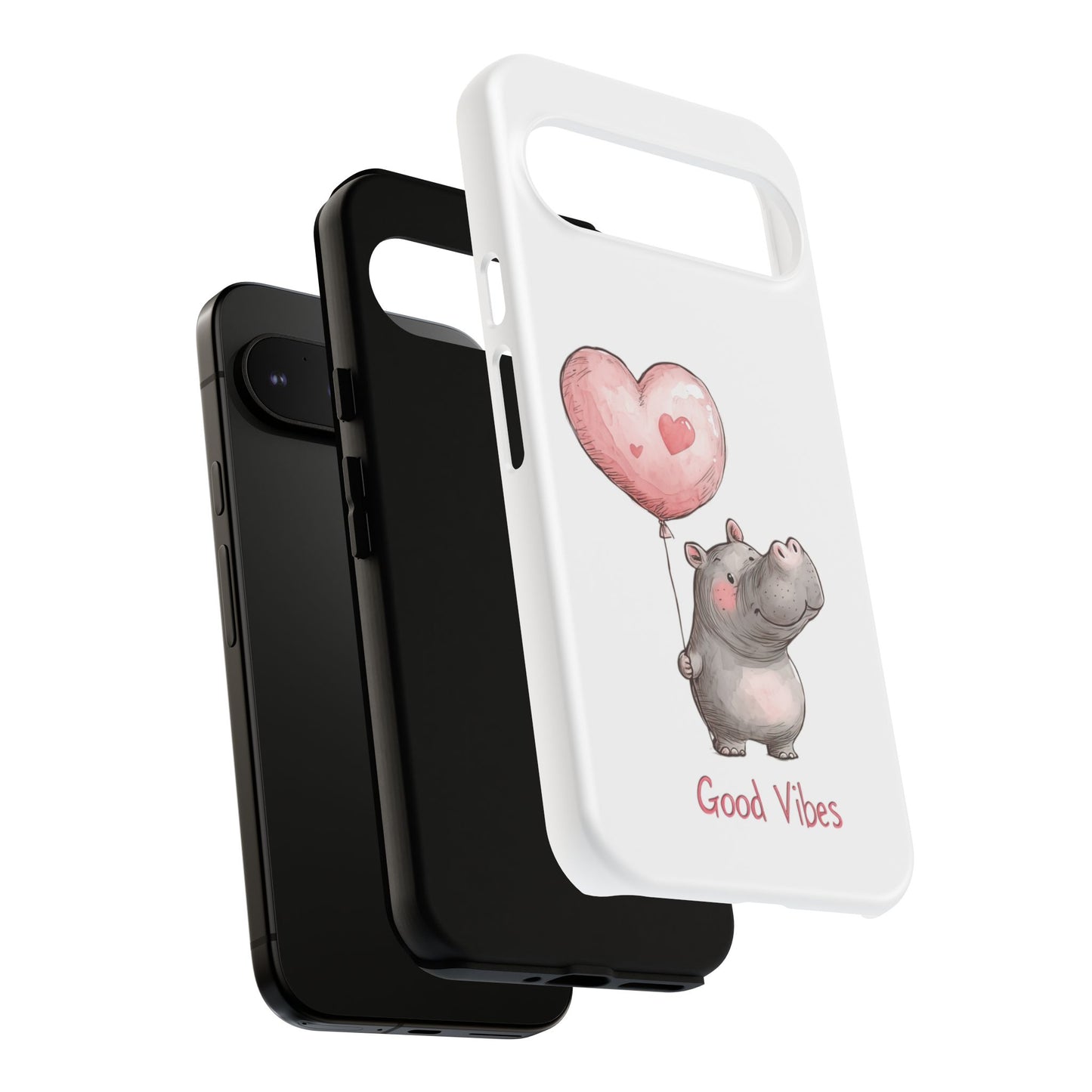 Cute Hippo Phone Case - Good Vibes Design, Animal Lover Gift, Fun Accessory, Birthday Present, Phone Accessories