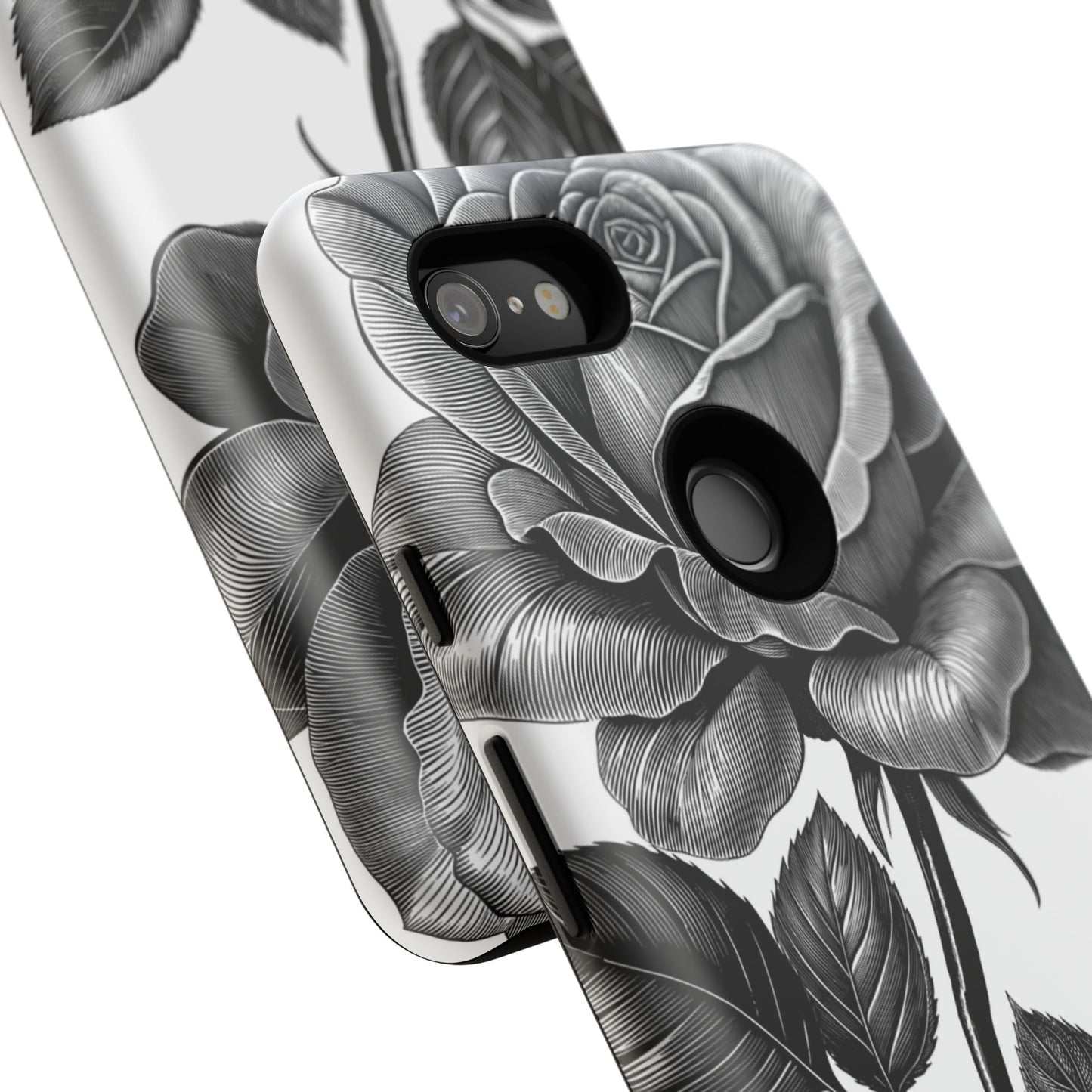 Elegant Floral Phone Case - Tough Cases, Black Rose Design, Floral Phone Cover, Stylish Phone Accessory, Gift for Her, Mother's Day