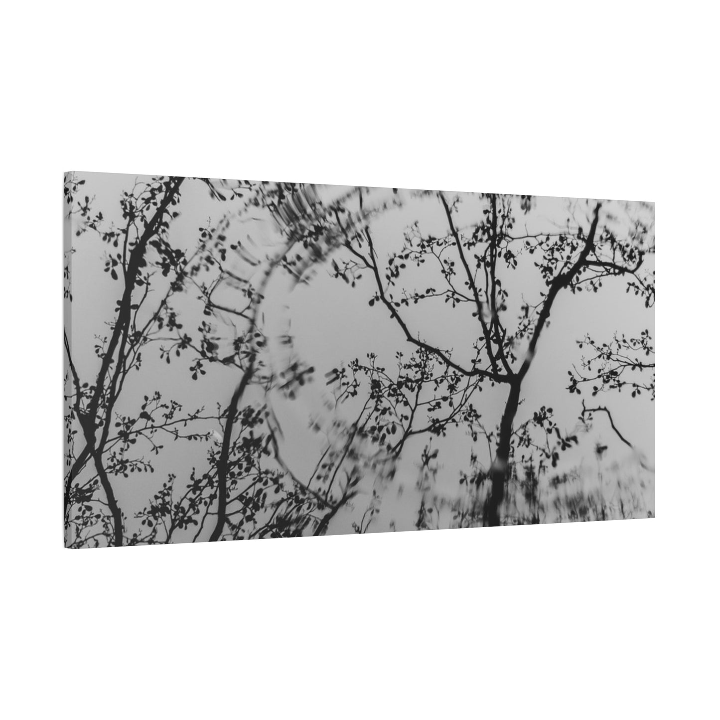 Canvas Wall Art — Monochrome Blurred Ferris Wheel with Tree Silhouettes