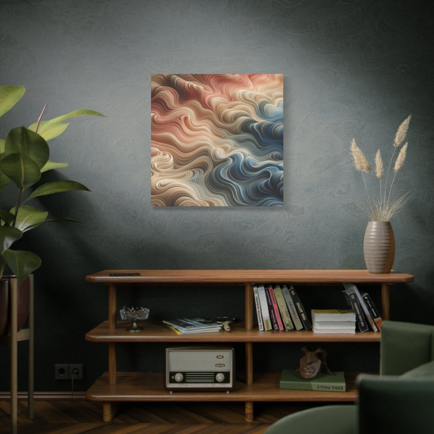 Abstract Swirl Matte Canvas Wall Art — Fluid Earth Tones, Stretched 1.25"