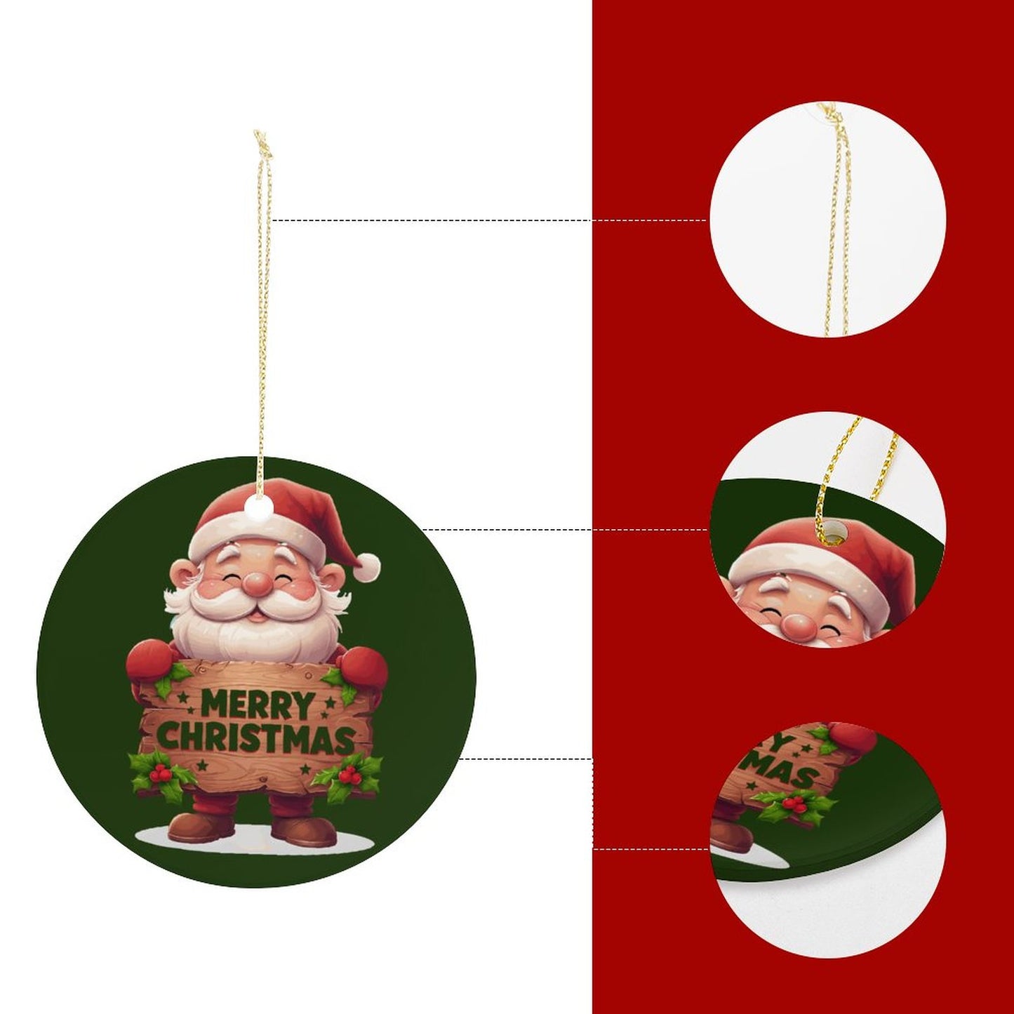 Round Ceramic Christmas Decorations (Matte Surface)