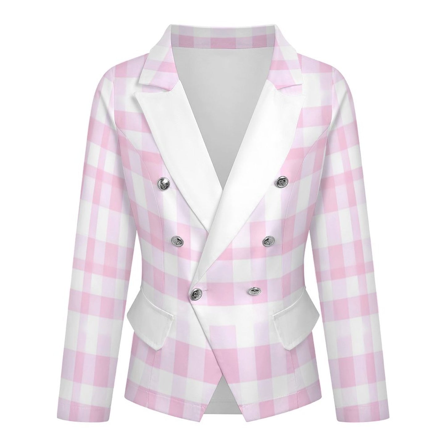 Women's Casual Blazer Pink Plaid