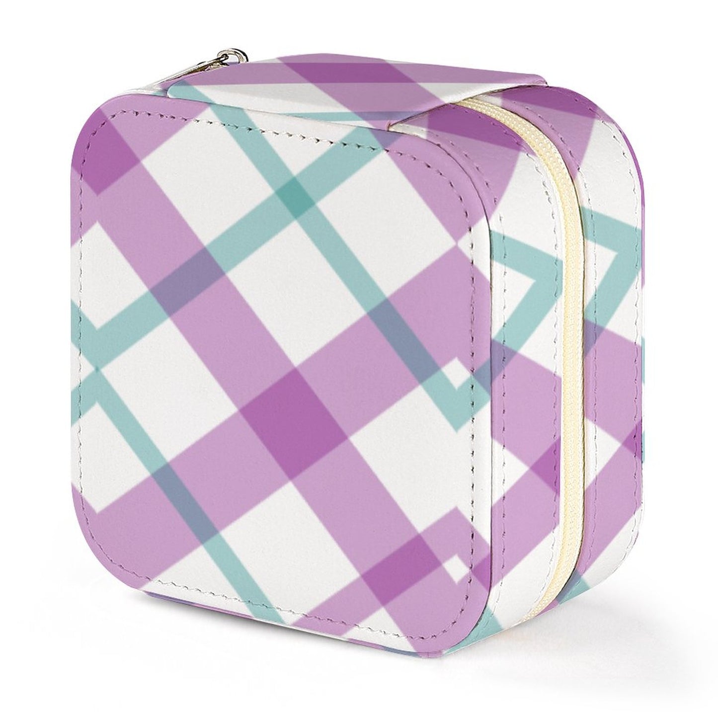 Box Organizer for Jewelry Purple plaid