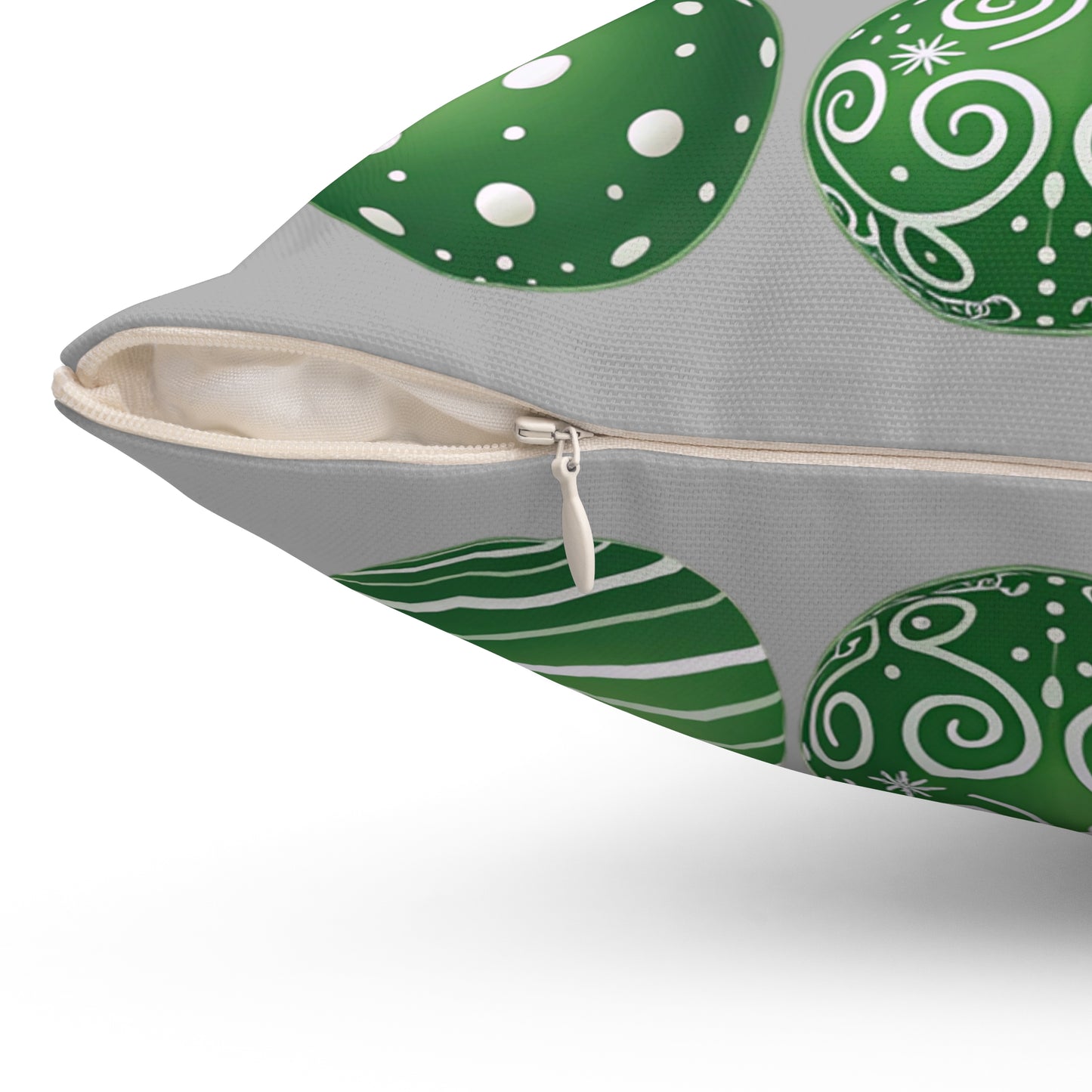 Christmas Ornament Pillow, Cozy Holiday Decor, Winter Home Accent, Gift for Christmas Lovers, Green and Gray Pillow