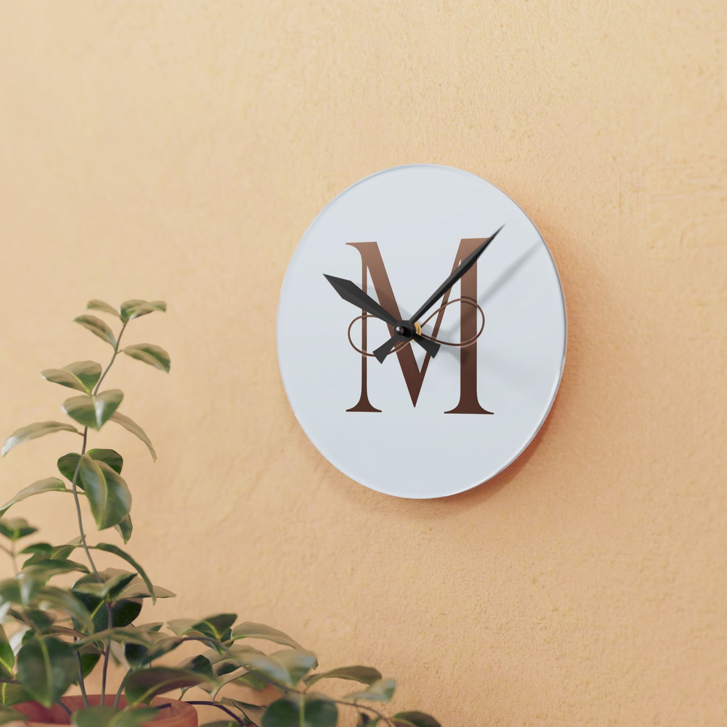 Elegant Monogram Acrylic Wall Clock - Personalize Your Space, Modern Home Decor, Unique Gift for Her, Housewarming, Minimalist Design
