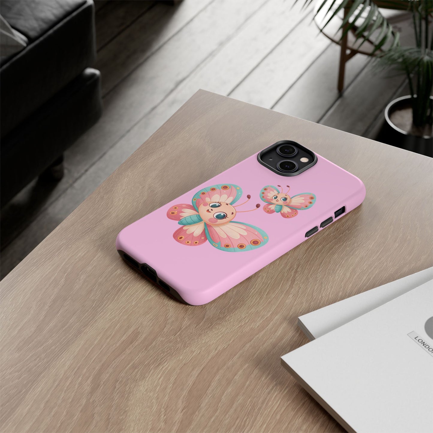 Cute Butterfly Phone Case, Tough Phone Cover, Girly Phone Accessory, Unique Gift for Her, Kids Phone Case, Floral Design Case